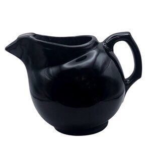 Vintage Beauceware Pottery Tilting Glossy Black Jug Pitcher Stoneware MCM Canada